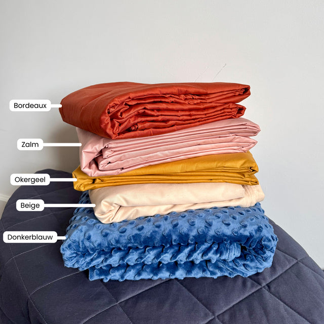 Nieuwe kleuren hoezen, bordeaux, zalm, okergeel, beige, donkerblauw